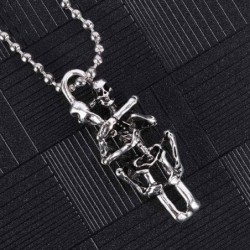 Stainless steel necklace - double skeleton pendant - unisexNecklaces