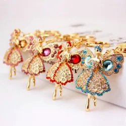 Crystal lucky angel with wings - keychainKeyrings