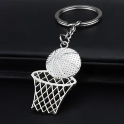 Metal keychain - basketball - net - basketball courtKeyrings