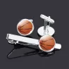Fashionable silver cufflinks - tie clip - basketball - football - baseball - volleyball - golf - setCufflinks
