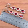 Exclusive jewellery set - necklace - earrings - ring - red cubic zirconia - 925 sterling silverJewellery Sets