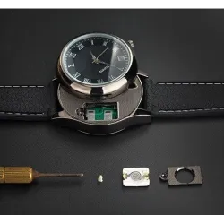 Metal men's watch - rechargeable - USB - with flameless lighterWatches