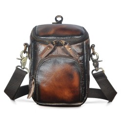Multifunctional leather bag - shoulder strap - waist buckle