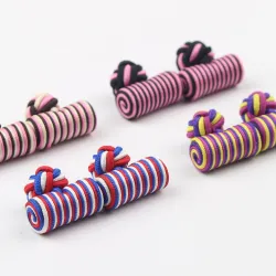 Colorful braided cylinders / knots - cufflinksCufflinks