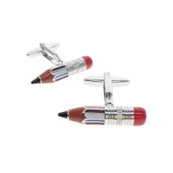 Silver cufflinks - colorful pencilsCufflinks