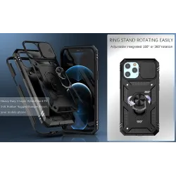 Protective cover case - camera lens cover - heavy duty bumper - 360 rotatable kickstand - for iPhoneProtection