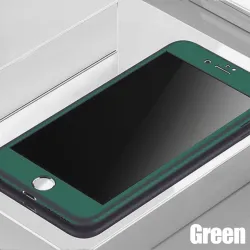 Luxury 360 full cover - with tempered glass screen protector - for iPhone - greenProtection