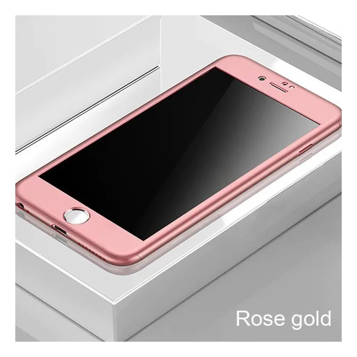 Luxury 360 full cover - with tempered glass screen protector - for iPhone - rose goldProtection