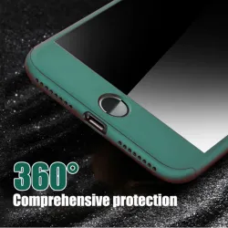 Luxury 360 full cover - with tempered glass screen protector - for iPhone - silverProtection