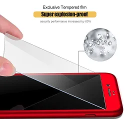Luxury 360 full cover - with tempered glass screen protector - for iPhone - silverProtection