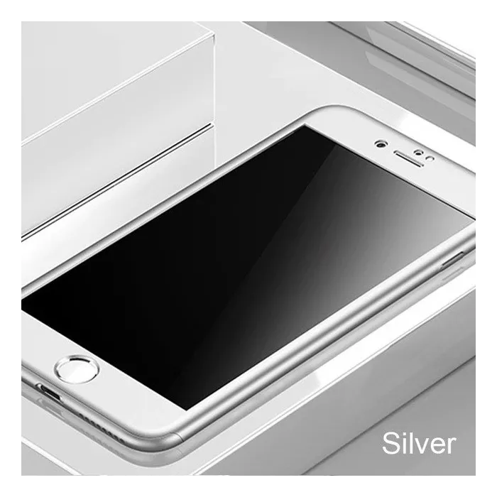 Luxury 360 full cover - with tempered glass screen protector - for iPhone - silverProtection