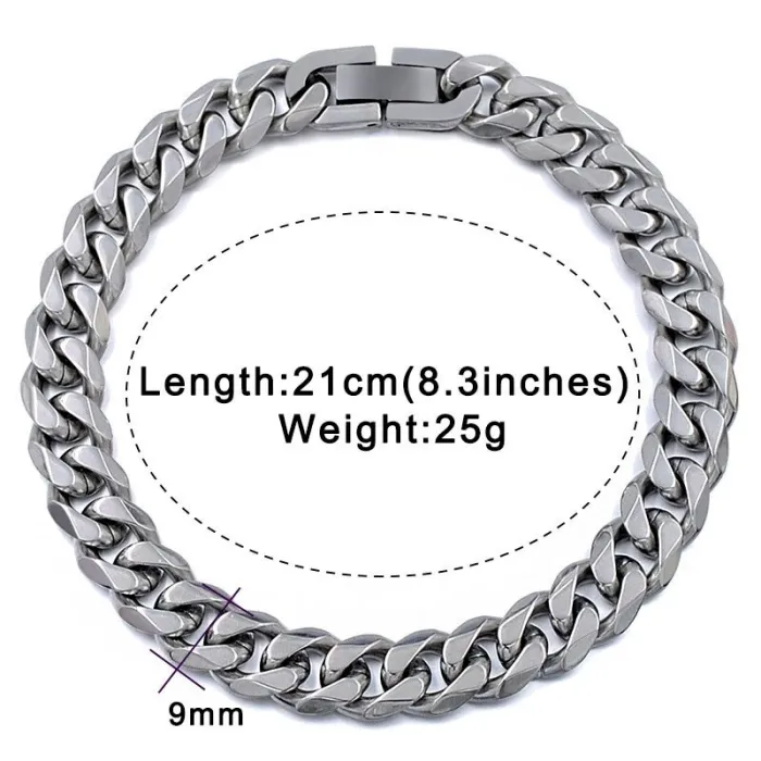 Men's stainless steel bracelet - Cuban link / chain - 21 cmBracelets