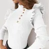 Long sleeve turtleneck - ribbed sweater - buttons / rufflesHoodies & Jumpers