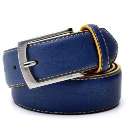 Designers mens belt - genuine leather - metal buckle - blueBelts