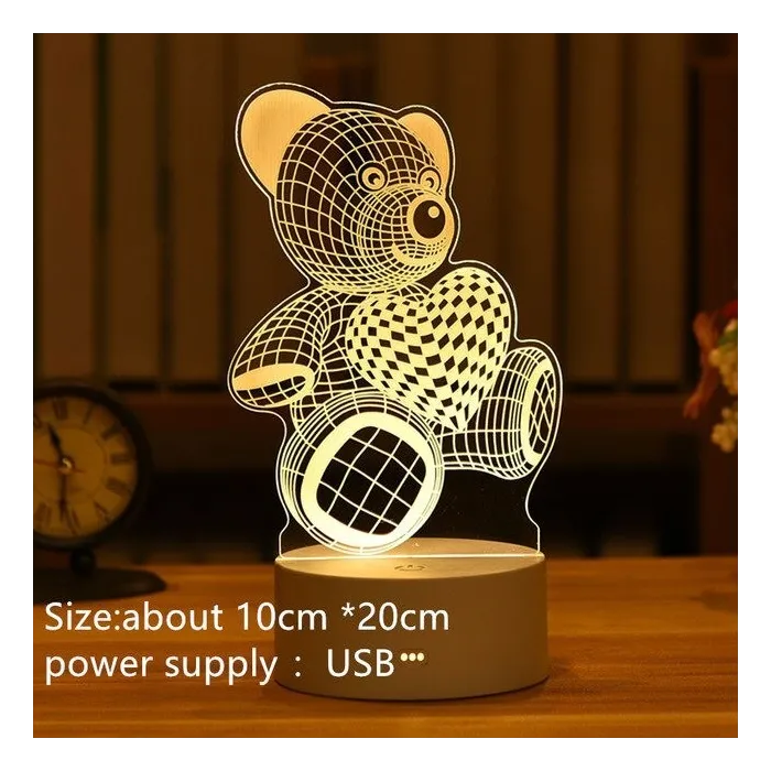 3D acrylic LED lamp - USB night light - elk - bear - Christmas tree - apple - moonLights & lighting