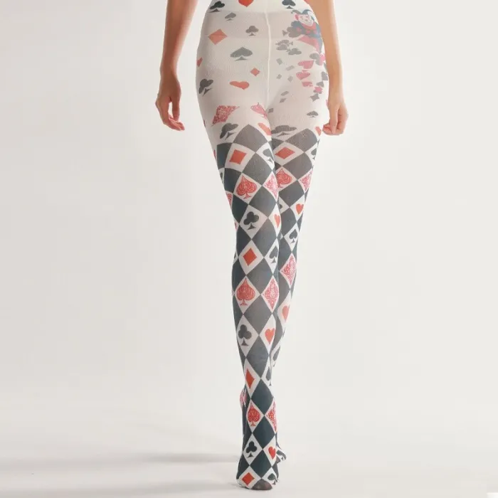 Halloween tights - playing cards print - greyLingerie