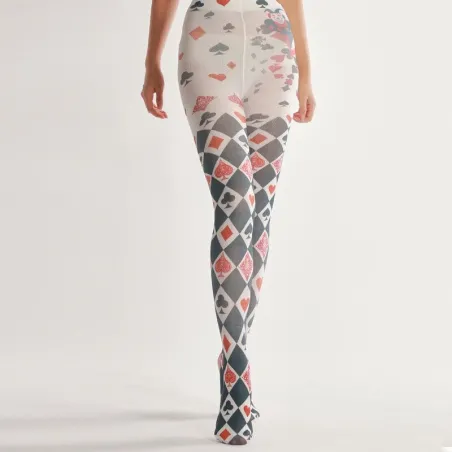 Halloween tights - playing cards print - greyLingerie
