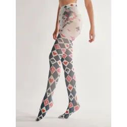 Halloween tights - playing cards print - greyLingerie