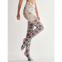 Halloween tights - playing cards print - greyLingerie