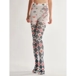 Halloween tights - playing cards print - greyLingerie