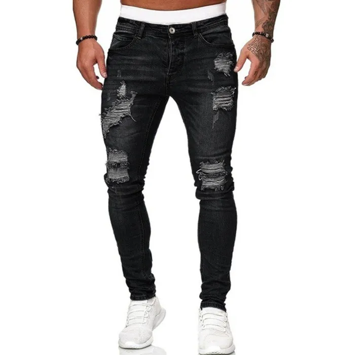 Stretchy ripped - biker Jeans - Slim Fit DenimPants