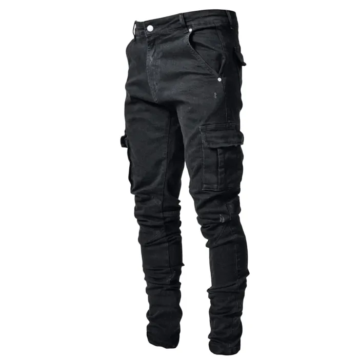 Stretchy jeans - biker style - side pockets - Slim FitPants