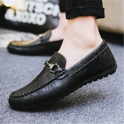 Fashionable men's flat shoes - slip on loafers - genuine leatherShoes