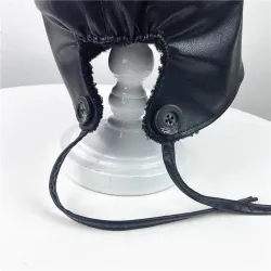 Bucket style hat - warm winter leather hat - Korean styleHats & Caps