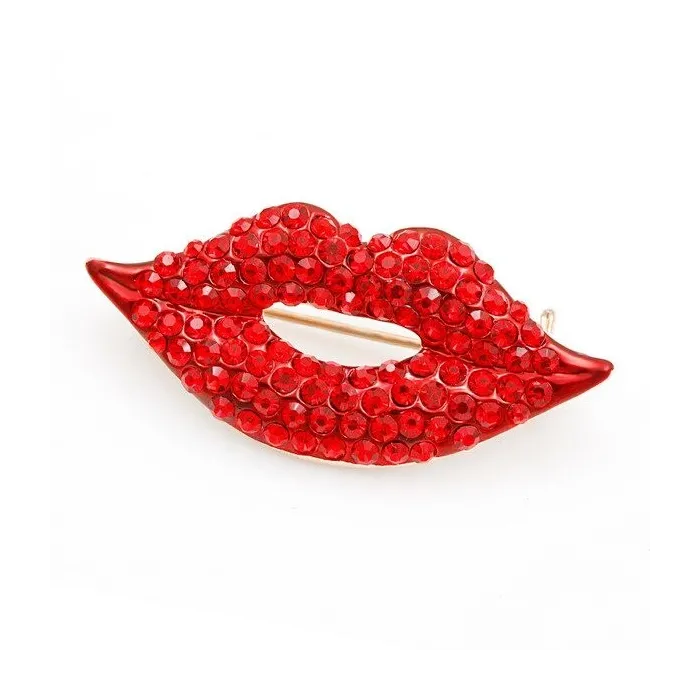 Red crystal lips - broochBrooches
