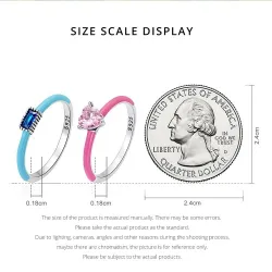 Pink zircon heart / blue square zircon - 925 sterling silver ringRings