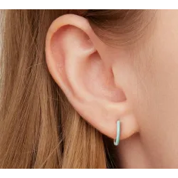 Small hoop earrings - double green color - 925 sterling silverEarrings