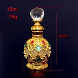 Vintage metal perfume bottle - with glass dropper - crystals - 15 mlPerfumes