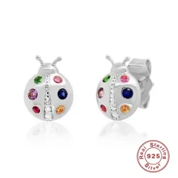 Crystal ladybugs earrings - 925 sterling silverEarrings