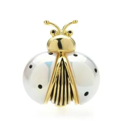 White / gold ladybug broochBrooches