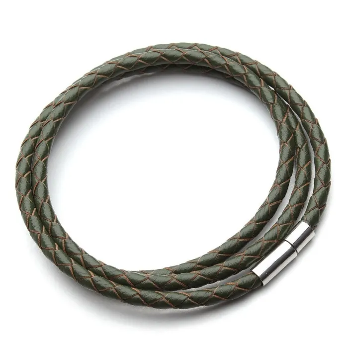 Genuine braided leather - bracelet with magnetic claspsBracelets
