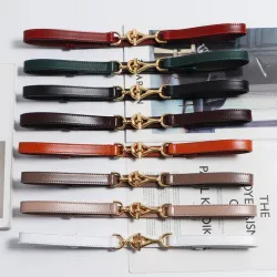 Thin leather belt - gold loose buckleBelts