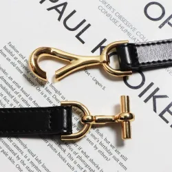 Thin leather belt - gold loose buckleBelts