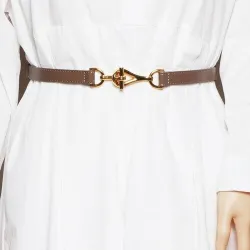 Thin leather belt - gold loose buckleBelts