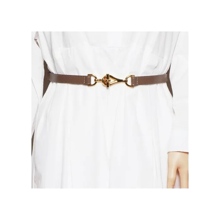 Thin leather belt - gold loose buckleBelts