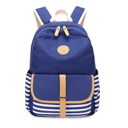 Striped canvas backpack - schoolbag - 3 pieces setBags