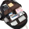 Striped canvas backpack - schoolbag - 3 pieces setBags