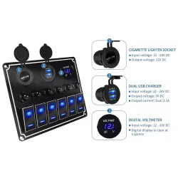 Waterproof metal rocker - toggle switch panel - circuit breaker - USB - 4 / 6 gangTools & maintenance