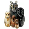 Hand painted wooden wolf - nesting dolls - Russian Matryoshka - 5 piecesToys