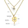 Double chain necklace - flower / crystal pendantNecklaces