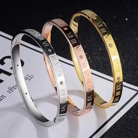 Elegant bracelet - hollow out lucky Roman numerals - titanium steel - unisexBracelets