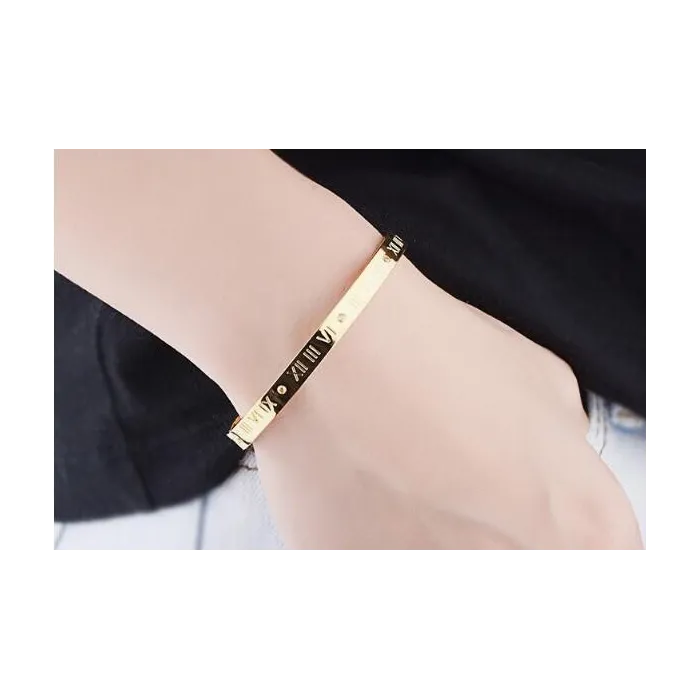 Elegant bracelet - hollow out lucky Roman numerals - titanium steel - unisexBracelets