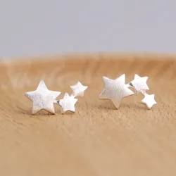 Silver triple star - earringsEarrings