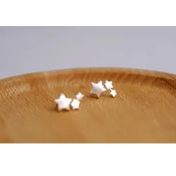 Silver triple star - earringsEarrings