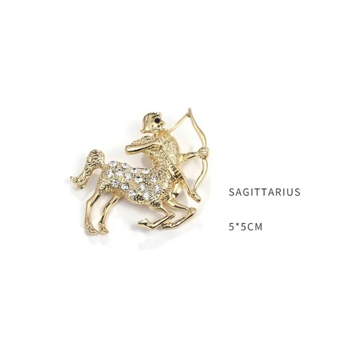 Crystal zodiac signs - gold broochBrooches