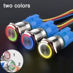 Metal push button switch - two-color LED - waterproof - latching fixation - 12V - 220V - 199mm - 22mmSwitches